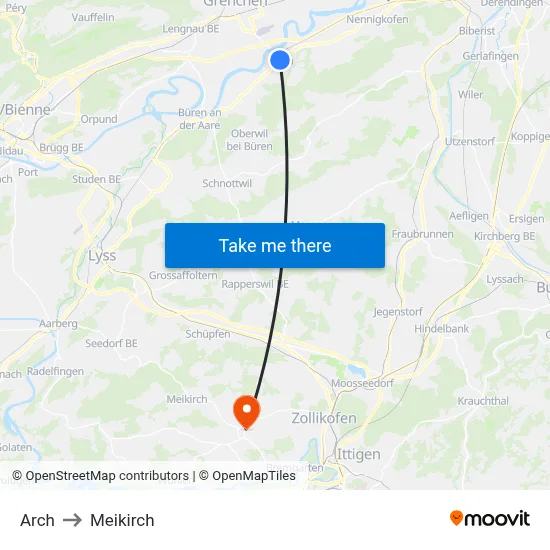 Arch to Meikirch map