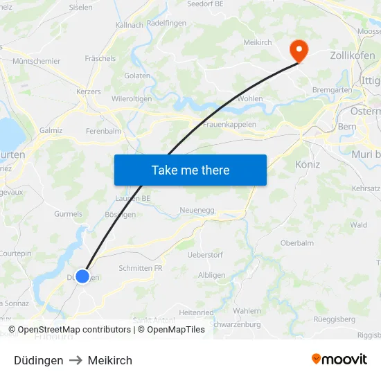 Düdingen to Meikirch map