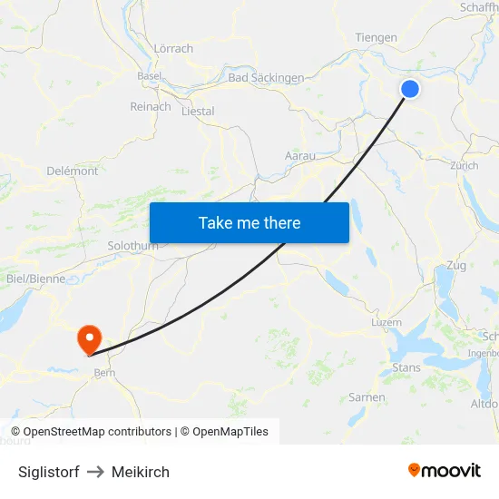 Siglistorf to Meikirch map