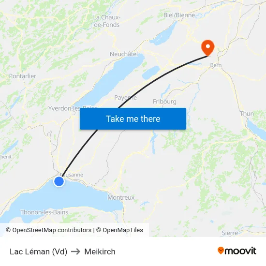 Lac Léman (Vd) to Meikirch map