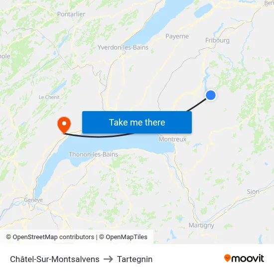 Châtel-Sur-Montsalvens to Tartegnin map