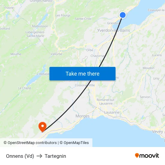 Onnens (Vd) to Tartegnin map