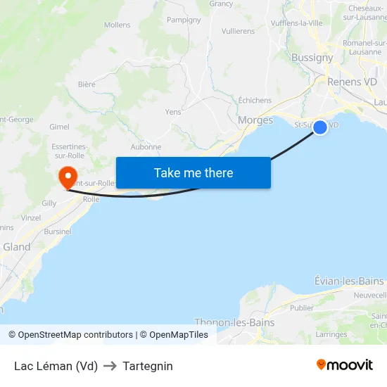 Lac Léman (Vd) to Tartegnin map
