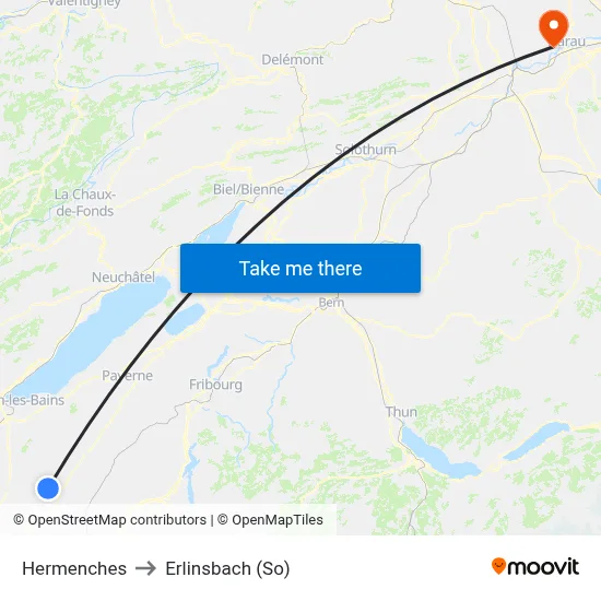 Hermenches to Erlinsbach (So) map