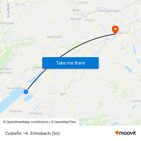 Cudrefin to Erlinsbach (So) map