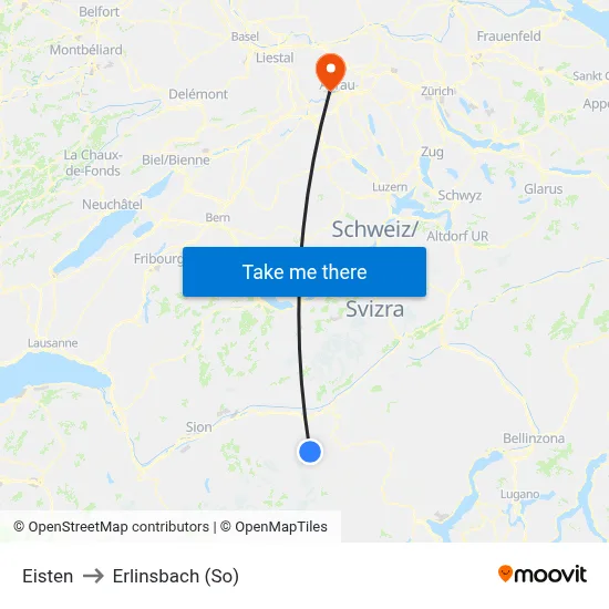 Eisten to Erlinsbach (So) map