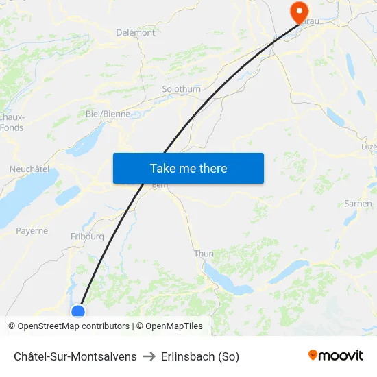 Châtel-Sur-Montsalvens to Erlinsbach (So) map