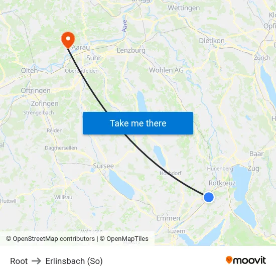 Root to Erlinsbach (So) map