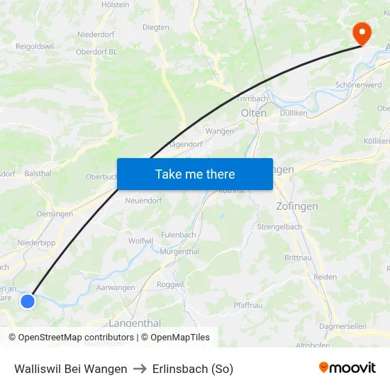 Walliswil Bei Wangen to Erlinsbach (So) map