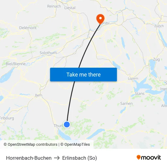 Horrenbach-Buchen to Erlinsbach (So) map