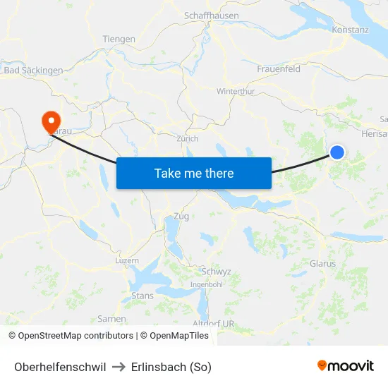 Oberhelfenschwil to Erlinsbach (So) map