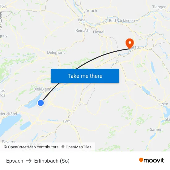 Epsach to Erlinsbach (So) map