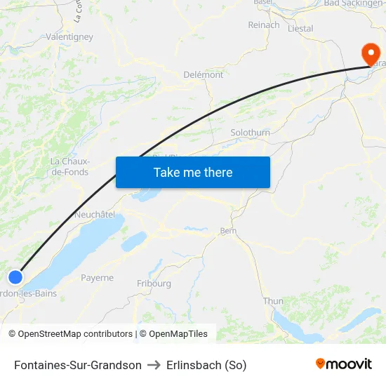 Fontaines-Sur-Grandson to Erlinsbach (So) map