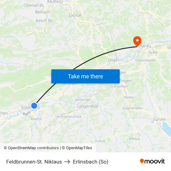 Feldbrunnen-St. Niklaus to Erlinsbach (So) map