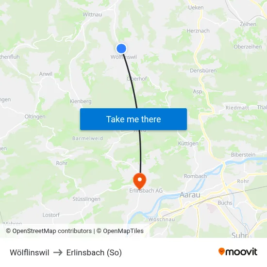 Wölflinswil to Erlinsbach (So) map