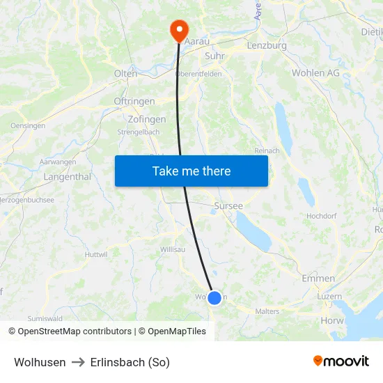 Wolhusen to Erlinsbach (So) map