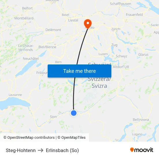 Steg-Hohtenn to Erlinsbach (So) map