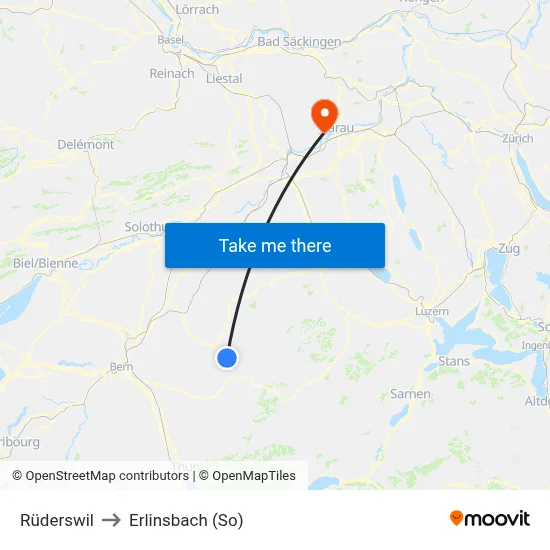 Rüderswil to Erlinsbach (So) map