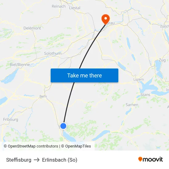 Steffisburg to Erlinsbach (So) map