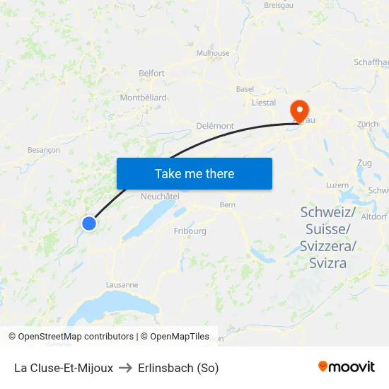 La Cluse-Et-Mijoux to Erlinsbach (So) map