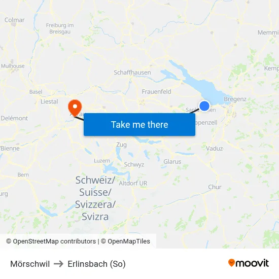 Mörschwil to Erlinsbach (So) map