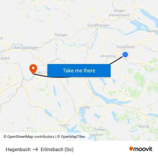 Hagenbuch to Erlinsbach (So) map