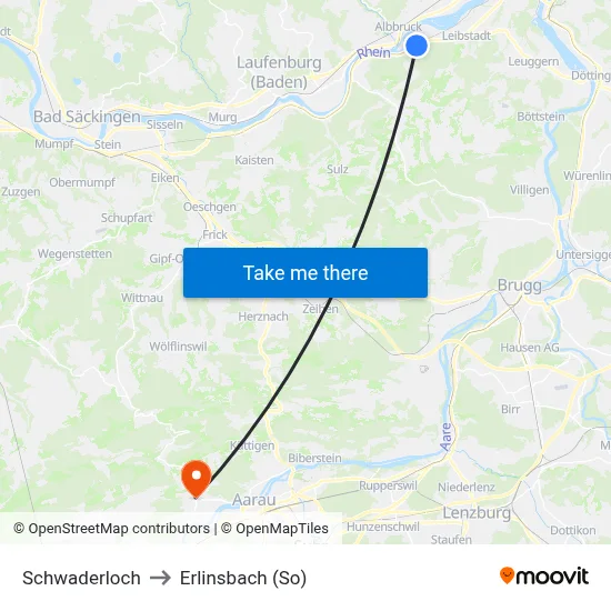 Schwaderloch to Erlinsbach (So) map