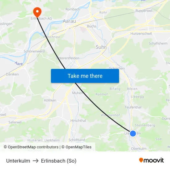 Unterkulm to Erlinsbach (So) map