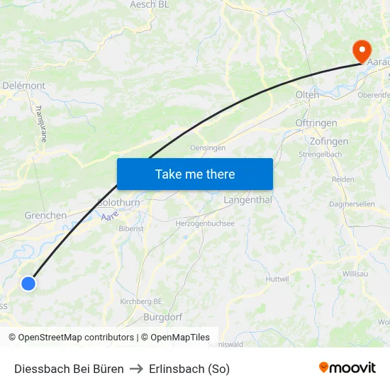 Diessbach Bei Büren to Erlinsbach (So) map