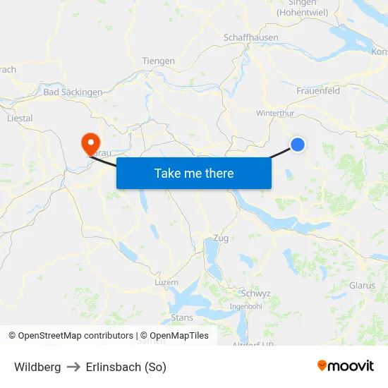 Wildberg to Erlinsbach (So) map