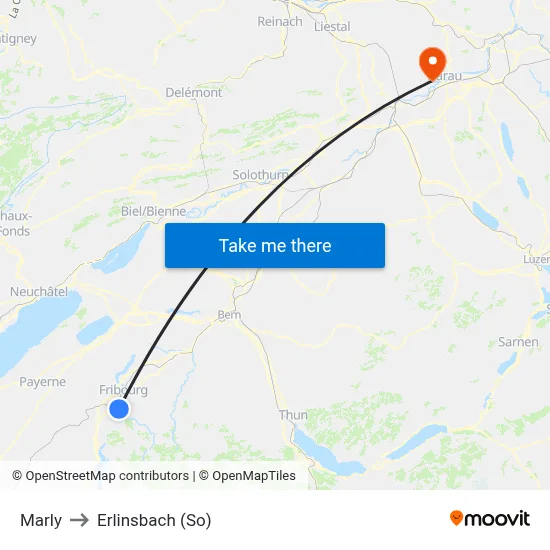 Marly to Erlinsbach (So) map