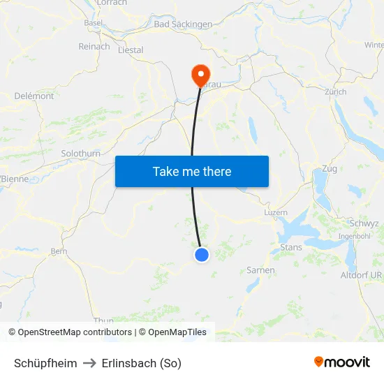 Schüpfheim to Erlinsbach (So) map