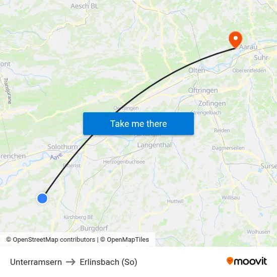 Unterramsern to Erlinsbach (So) map