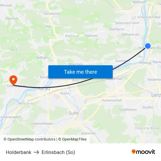 Holderbank to Erlinsbach (So) map