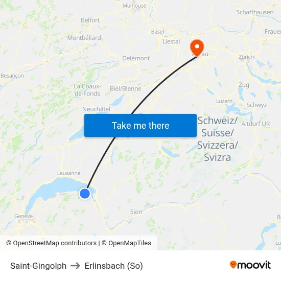Saint-Gingolph to Erlinsbach (So) map