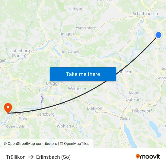 Trüllikon to Erlinsbach (So) map