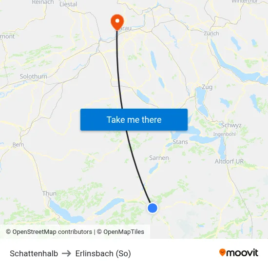 Schattenhalb to Erlinsbach (So) map