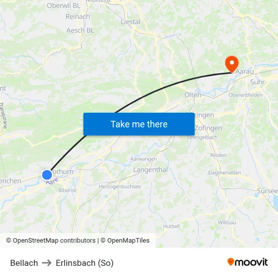 Bellach to Erlinsbach (So) map