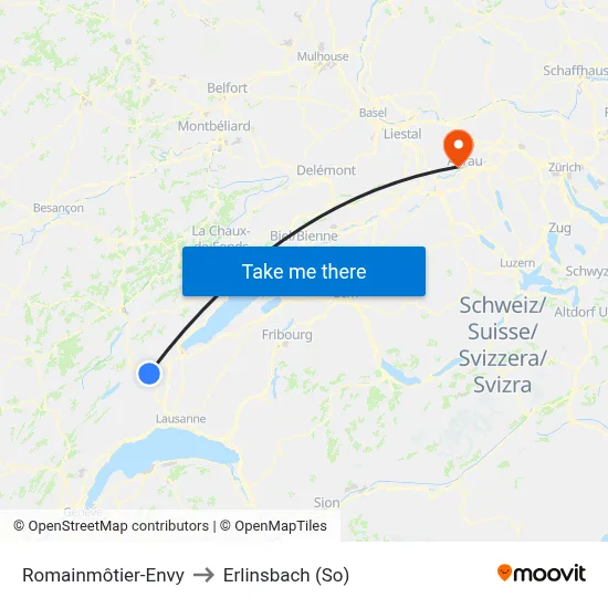 Romainmôtier-Envy to Erlinsbach (So) map