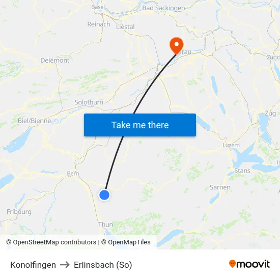 Konolfingen to Erlinsbach (So) map