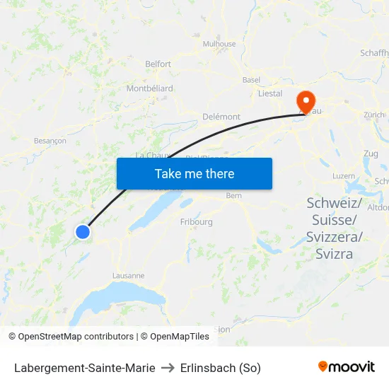 Labergement-Sainte-Marie to Erlinsbach (So) map