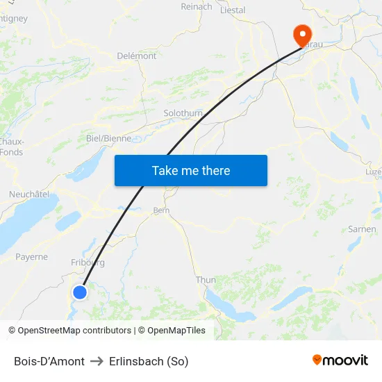 Bois-D’Amont to Erlinsbach (So) map