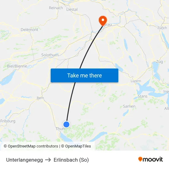 Unterlangenegg to Erlinsbach (So) map