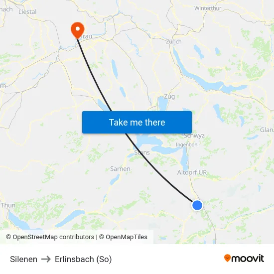 Silenen to Erlinsbach (So) map