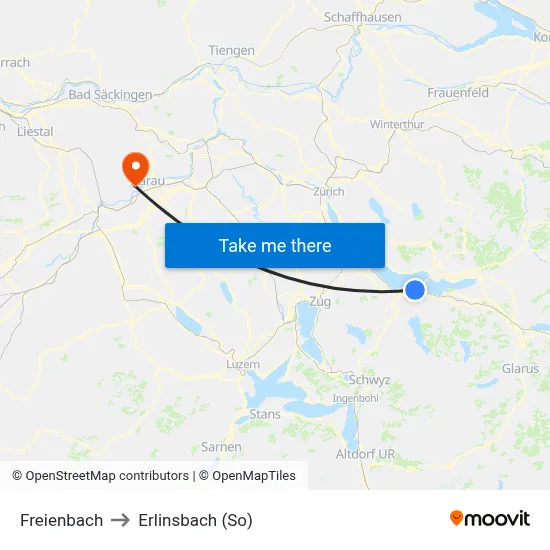 Freienbach to Erlinsbach (So) map