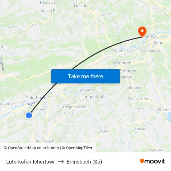 Lüterkofen-Ichertswil to Erlinsbach (So) map