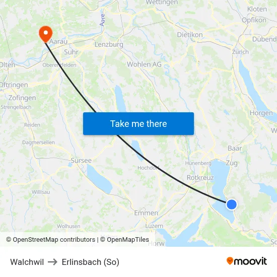 Walchwil to Erlinsbach (So) map