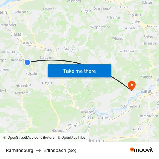 Ramlinsburg to Erlinsbach (So) map
