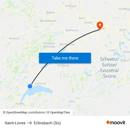 Saint-Livres to Erlinsbach (So) map