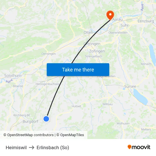 Heimiswil to Erlinsbach (So) map
